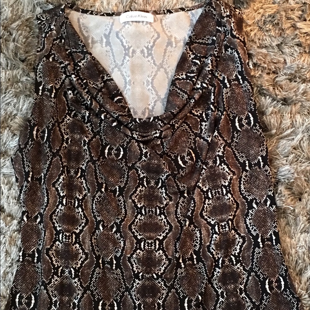 Calvin Klein snakeskin print draped neck top